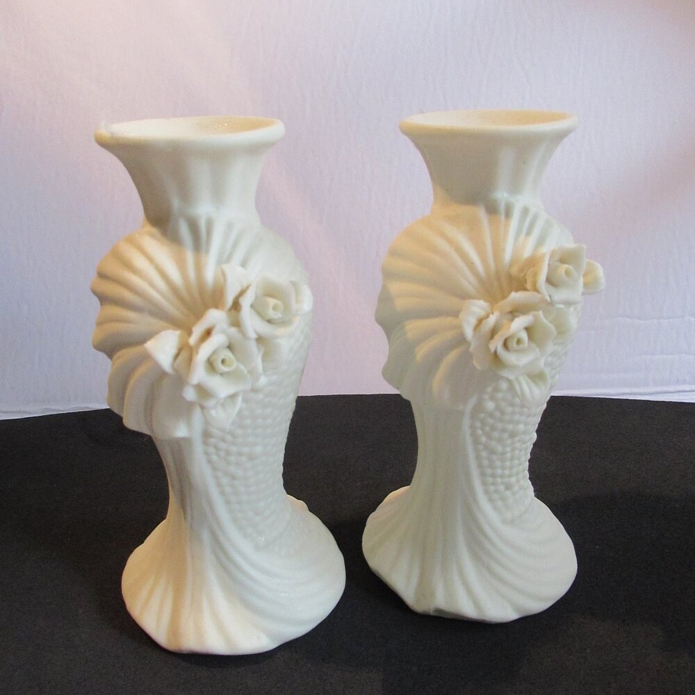 Vintage, Porceline, Candle Holders,  5.5", Cream/Off White